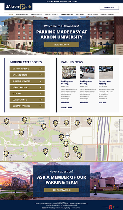 UAkron Parking Guide Design ui ux web design web development