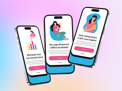 Period Tracker Mobile App UI UX cycle tracking mobile app female health mobile app health app menstrual period tracking app mobile app ui onboarding screen ovulation app period app period cycle tracker period tracker app period tracking app pregnancy app tracker tracking