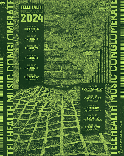 Telehealth Spring Tour Poster (2024) album art band poster cover design gig gig poster graphic design illustration music