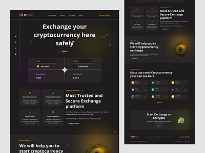 Complete Crypto Exchange Developed bitcoin blockchain branding charts crypto cryptocurrency currency design developed ethereum exchange figma landing page launched marketing solana trading ui uiux ux