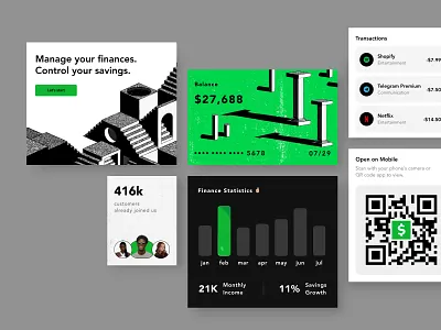 FinTrack: app design, ui design, widgets admin design branding cards chart credit card crm crmsystem design finance finance iu graphic design illustration qr code transactions ui ux widgets