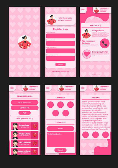 Women safety app UI Design that I made for a client 👀 animation branding graphic design illustration ui