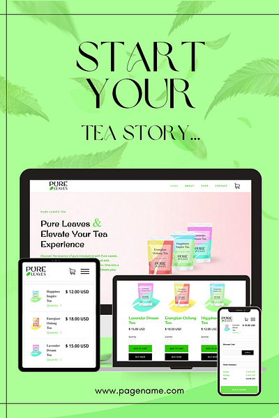 Pure Leaves - Brand Concept branding css figma graphic design html implementation logo ui ux web webflow www