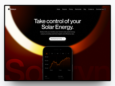 Solaryn - Solar Energy App Website branding design graphic design landing page saas solar energy ui web design website