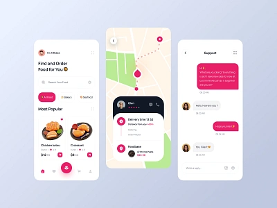 Food Delivery App UI UX Mobile Design delivery map fast food food app ui food delivery food delivery app food delivery app ui food delivery design food map food marketplace food tracker foodie foodie app map map app map ui map view mobile online food rider map ui