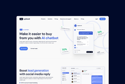 Upbeat - AI Chatbot website design ai ai website branding design graphic design illustration logo saas saas startup startup startup design ui ux website design