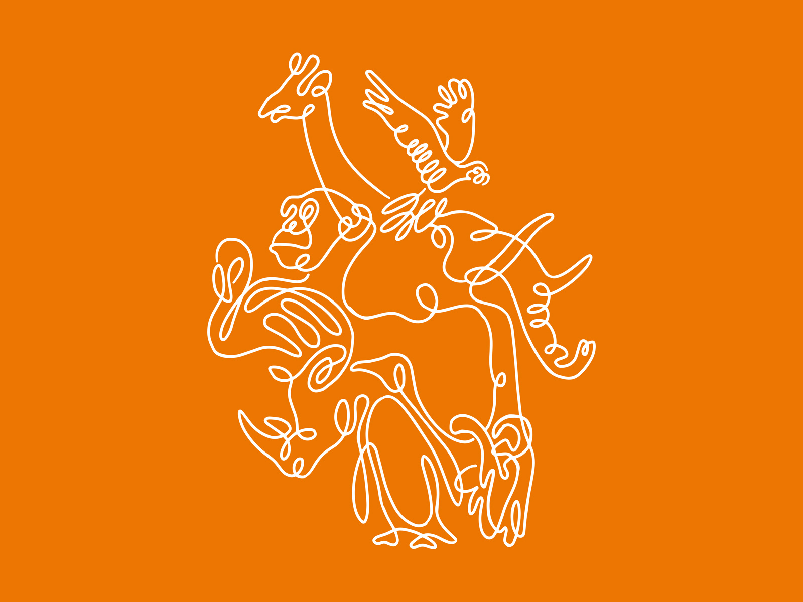 Unused Zoo Illustration animal elephant flamingo line mono line penguin rhino single line zoo