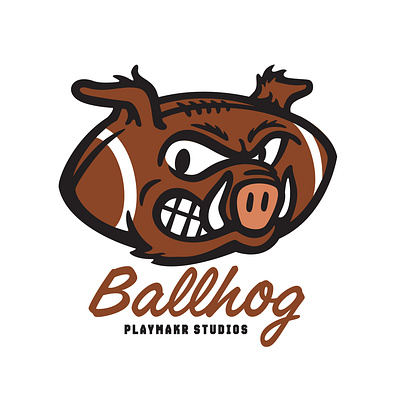 Ballhog Mascot branding design football graphic design hog illustration mascot pigskin sports design