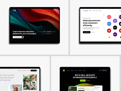 Landing page designs - startups ai website landing landing pages marketing website personal trainer website podcast website
