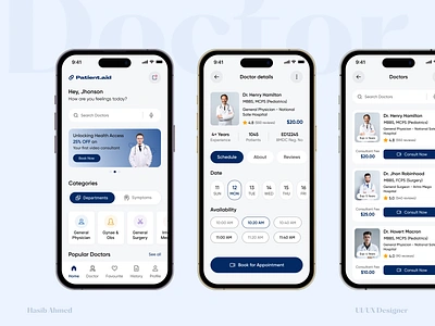 Doctor Appointment App app appdesign branding design doctorapp doctorappointmentapp doctorbooking mobileapp onlinedoctor ui uidesigner uiux userinterfacedesign uxdesigner webdesign