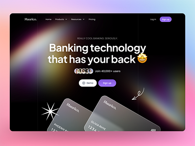 Banking website design banking branding futuristic graphic design landing page landing page design rainbow saas website ui website design
