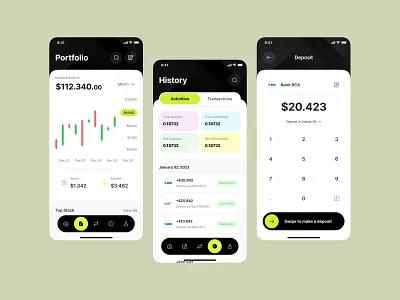 Trading Stock Market Mobile UI UX Application Design banking digital wallet financial financial app instant payment mobile mobile banking mobile payment money transfer payment payment app payment app ui payment app ui design payment application payment interface stock trade trading wallet wallet app interface