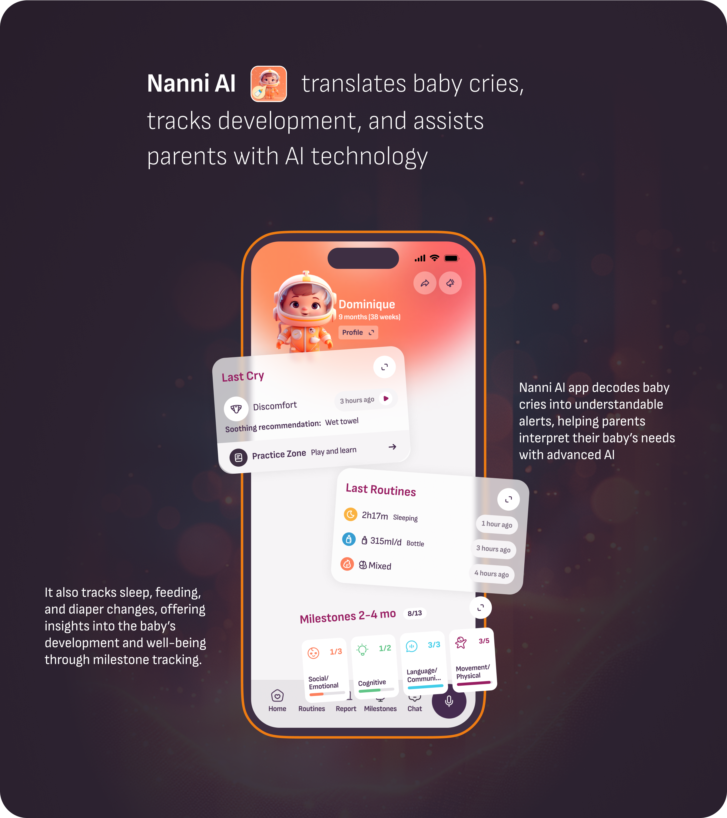 Nanni AI - Baby Cry Translator ai design system midjourney mobile app product design ui ux ux design