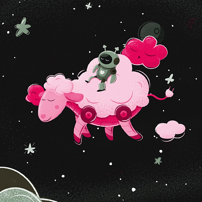 "Do Androids dream of Electric Sheep?" - After Effects 2danimation after effects android animation dream dreaming illustration illustrator motion design motion graphics robot sheep