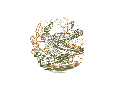 TSA Crocodile bird crocodile illustration procreate swamp vector