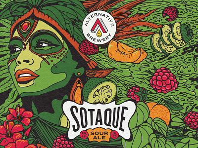 Sour Ale beer can beer label branding craft beer exotic fruits fruity graphic design illustration indian jungle label logo packaging shaman sour ale tribal wild