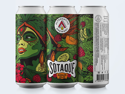 Sour Ale beer can beer label branding crat beer exotic fruits fruity graphic design illustration jungle label logo packaging shaman sour ale wild