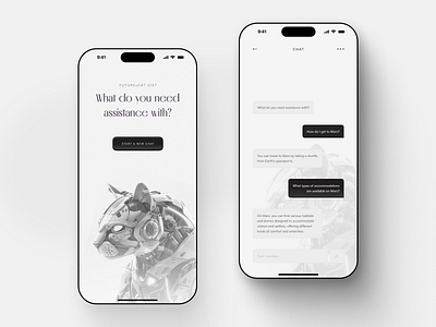 AI Chatbot ai app artificial intelligence black and white cat chat chatbot cyber grey messages mobile ui web design