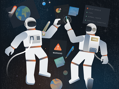 How we can help astronaut branding data galaxie hand drawn illustration planets rocket space spaceship texture