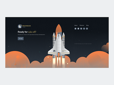 Space Shuttle Footer Design footer galaxy illustration mission rocket space space shuttle stars web design
