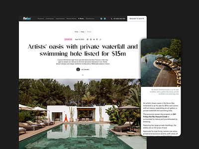 FLOLUX – Luxury Finish for Pools Website Design article article page blog blog design blog page luxury luxury pool minimalism minimalistic design news pool spa ui uiux design ux web design