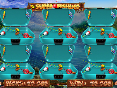 Bonus game in super fishing. casinogames fish fisherman fishing gambling game art game design graphic design hook ocean onlineslots saleslots ship slot design slot machine slotgames slotmakers slotopaint.com ui