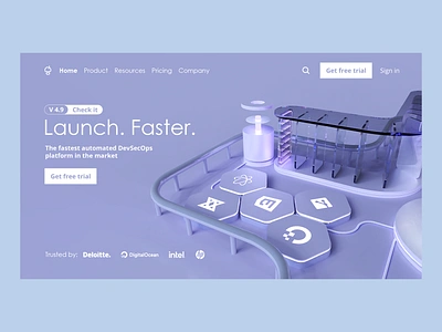 SaaS - header UI UX and 3D illustration 3dart blue color scheme contrast doodle header illustration illustration isometric illustration negative space palette technical illustration ui ux web website wireframe designart