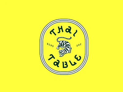 Thai Table Restaurant Logo Concept badge design brand design branding graphic design hospitality lettering logo restaurant restaurant branding restaurant logo street food thai thailand tiger yellow