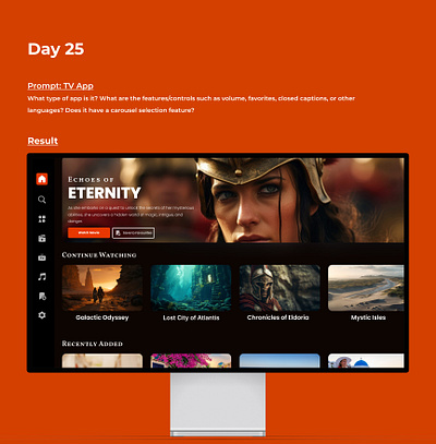 Day 25 Design Challenge: Today's task: designing a TV app