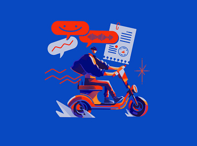 Rollin' with all in check 2d character feel good flow good vibes illustration motocycle music procreate traveling