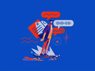 Keeping it Cool: all in check 2d boy character flow good vibes illustration music procreate skaterboard