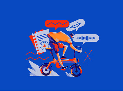 Fresh tracks: all in check 2d bicycle character flow fresh good vibes illustration music procreate traveling