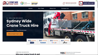 Sydney Wide Crane Truck Hire Homepage crane truck hire page speed