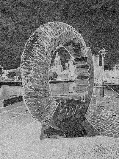 Donut Sculpture Black and White