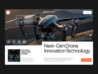 Drone Website business camera drone design dji drone hero section typography ui user interface ux web design website