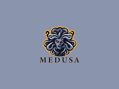 MEDUSA LOGO advertising ancient antiquity art brand beauty curly waves economy eye eyes face vector finance greece head history logo for sale medusa medusa logo myth publishing snake