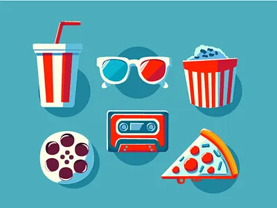 Collection of Colorful Theater Objects Illustration cartoon cinema clip art commercial concert elements entertainment film icon illustration movie object performance popcorn projector show theater theatre ticket vector