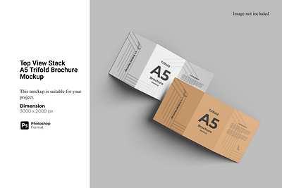 Top View Stack A5 Trifold Brochure Mockup catalogue