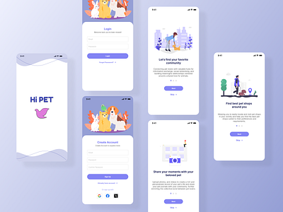 Pet Community animal design intro page login pet pet community signup ui