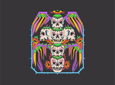 PRISONER album branding colorful cover death design graphic design harcore illustration merch metal mushroom music occult playful psychedelic rock skull ui wings