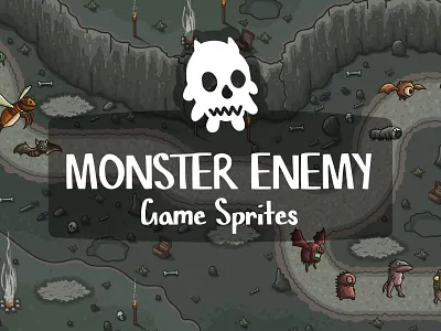 Free Monster Enemy Sprites for Tower Defense 2d art asset assets character enemy fantasy game game assets gamedev illustration indie indie game monster monsters mutant rpg set towerdefence