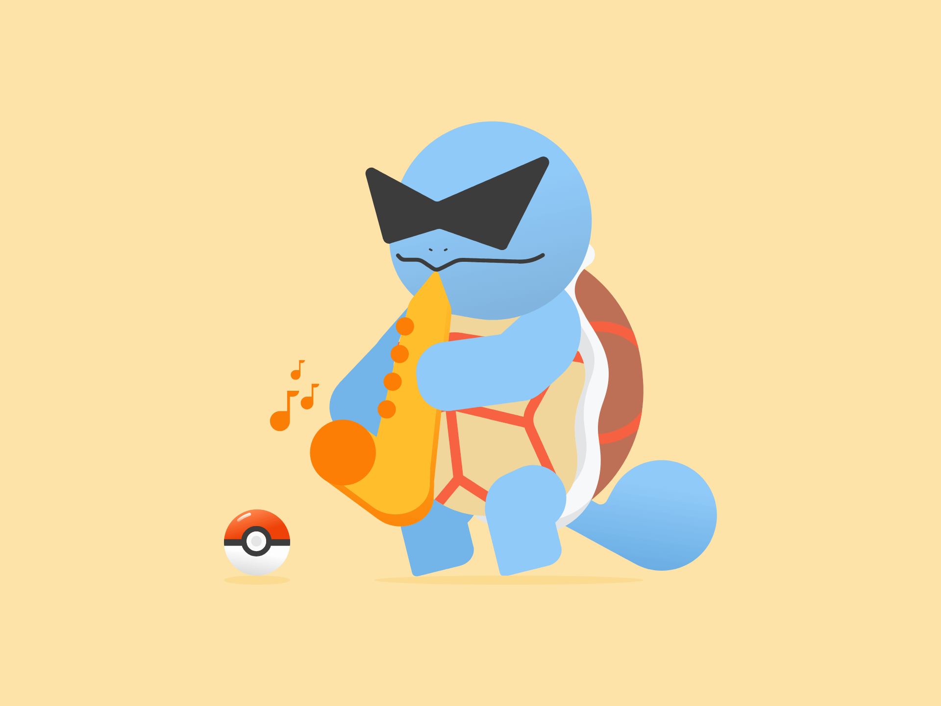 Epic Saxophone Squirtle 3d android animal animation cartoon creative cute dance design funny icon illustration ios manga motion design motion graphics music pokemon squirtle turtle
