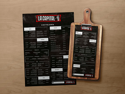 Carta de Bar La Capital branding diseño editoria diseño gráfico