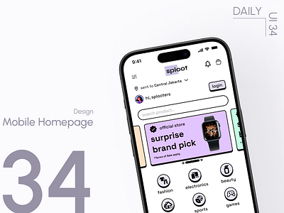 Day 34: Mobile Homepage daily ui challenge e commerce design information architecture microcopy mobile app design ui design user experience user interface visual design