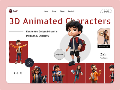 3AC 3d animated character branding design graphic design hero banner illustration landing page logo typograpgy ui ux vector web website