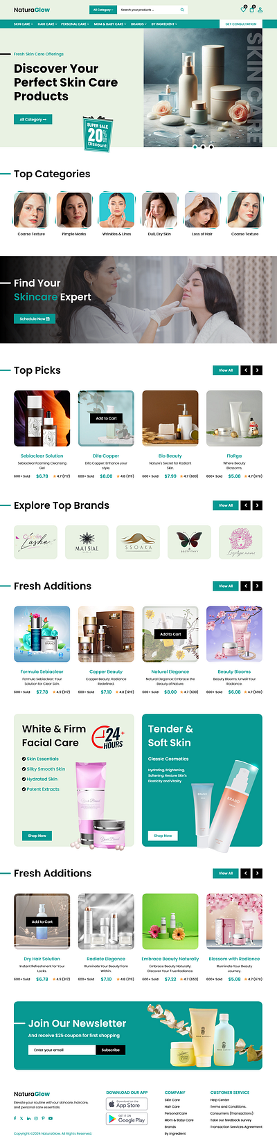 Beauty Care Store Landing Page Design beauty care store beauty care website ecommerce landing page ecommerce store ecommerce store design ecommerce website ecommerce website design