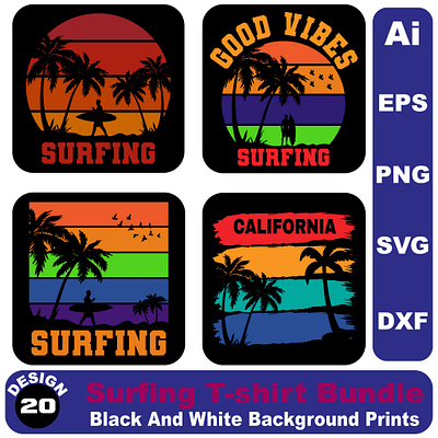 Surfing T-shirt Design surfboard