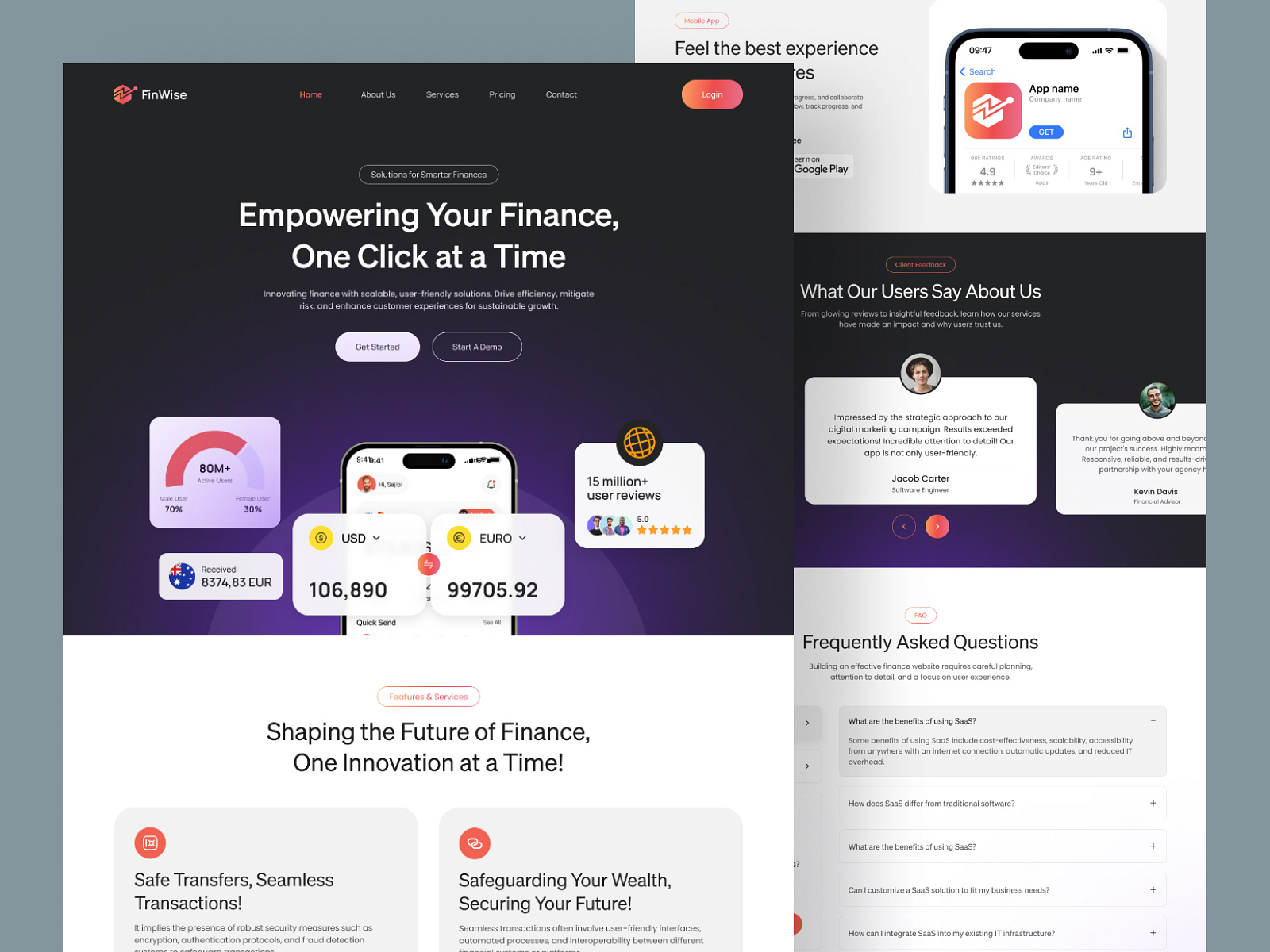 FinWise-Fintech SaaS Web Design | Oripio by Sujon Hossain for Oripio on ...