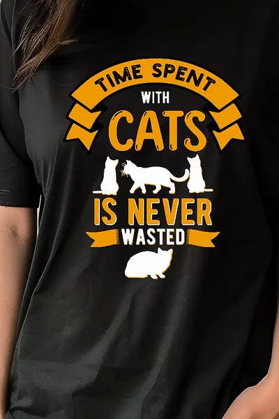 Time Spent With Cats Is Never Wasted cats graphic design tshirt design