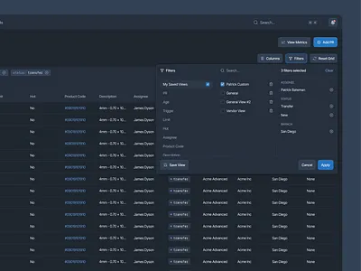Filter Functionality - Enterprise Software enterprise software product designer saas saas design software designer ui designer